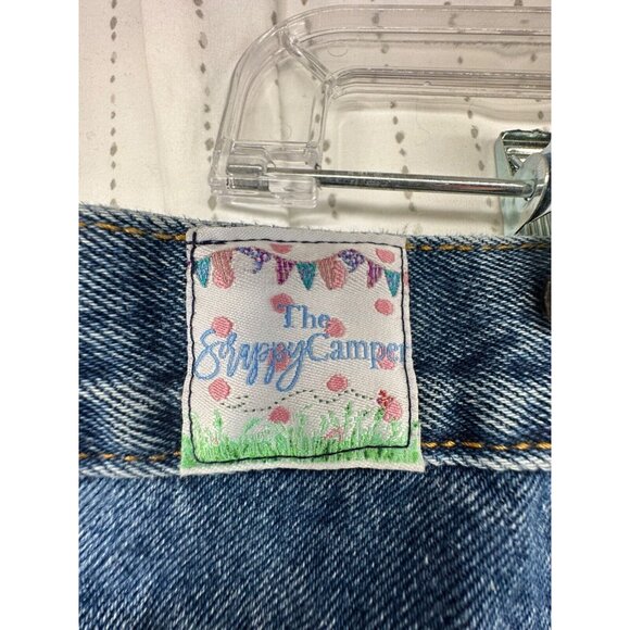 The Scrappy Camper Women Jeans Sz XXL Upcycled Patchwork Boho Festival Peace Out - Picture 12 of 16